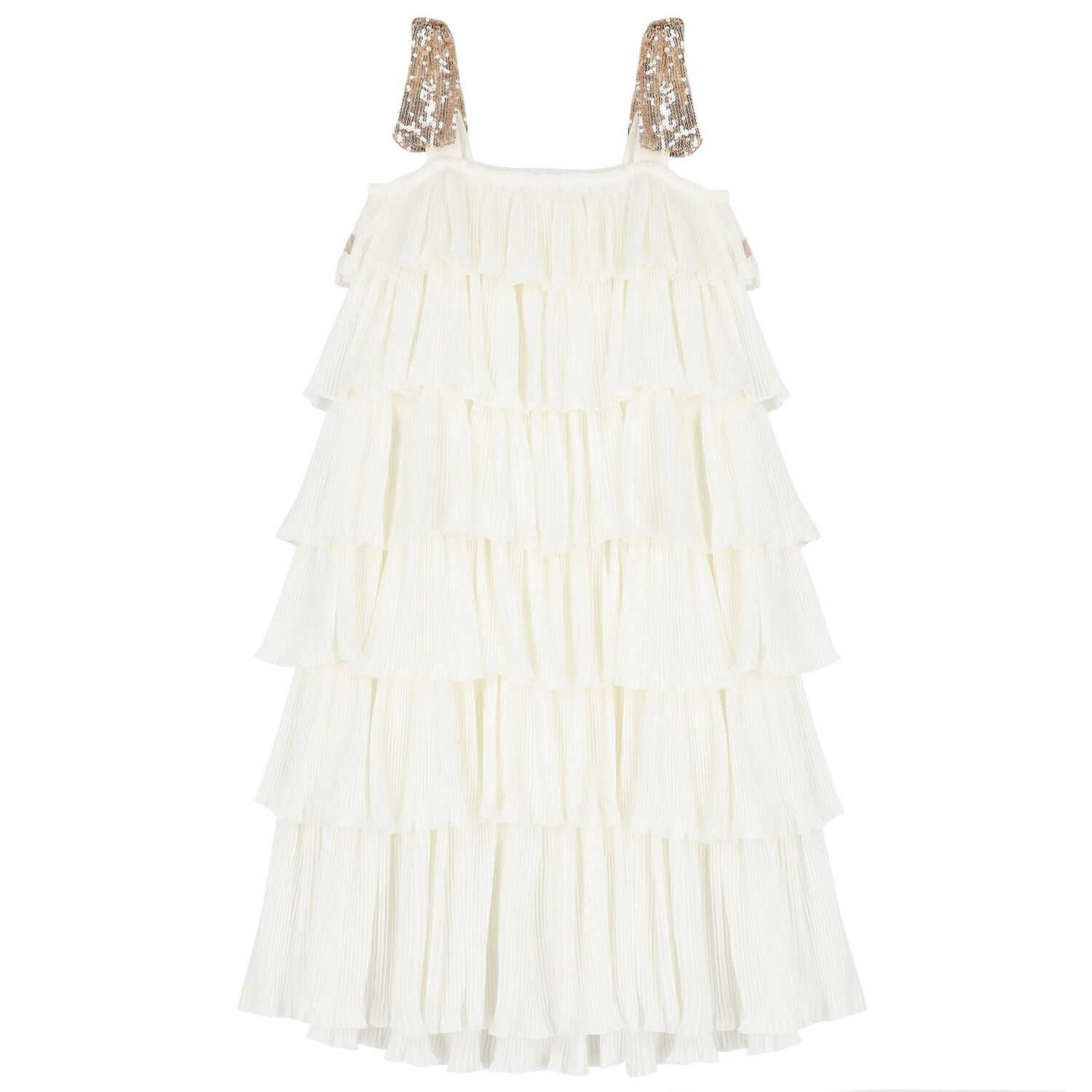 فستان  بنات بالترتر باللون الأبيض, 1, hi-res