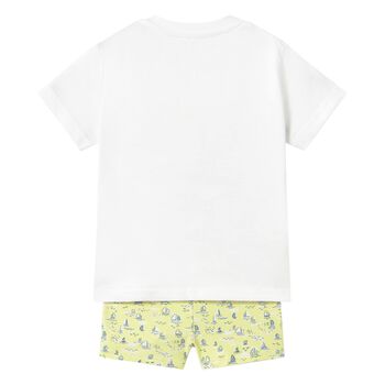 Younger Boys White & Yellow Swim Shorts Set
