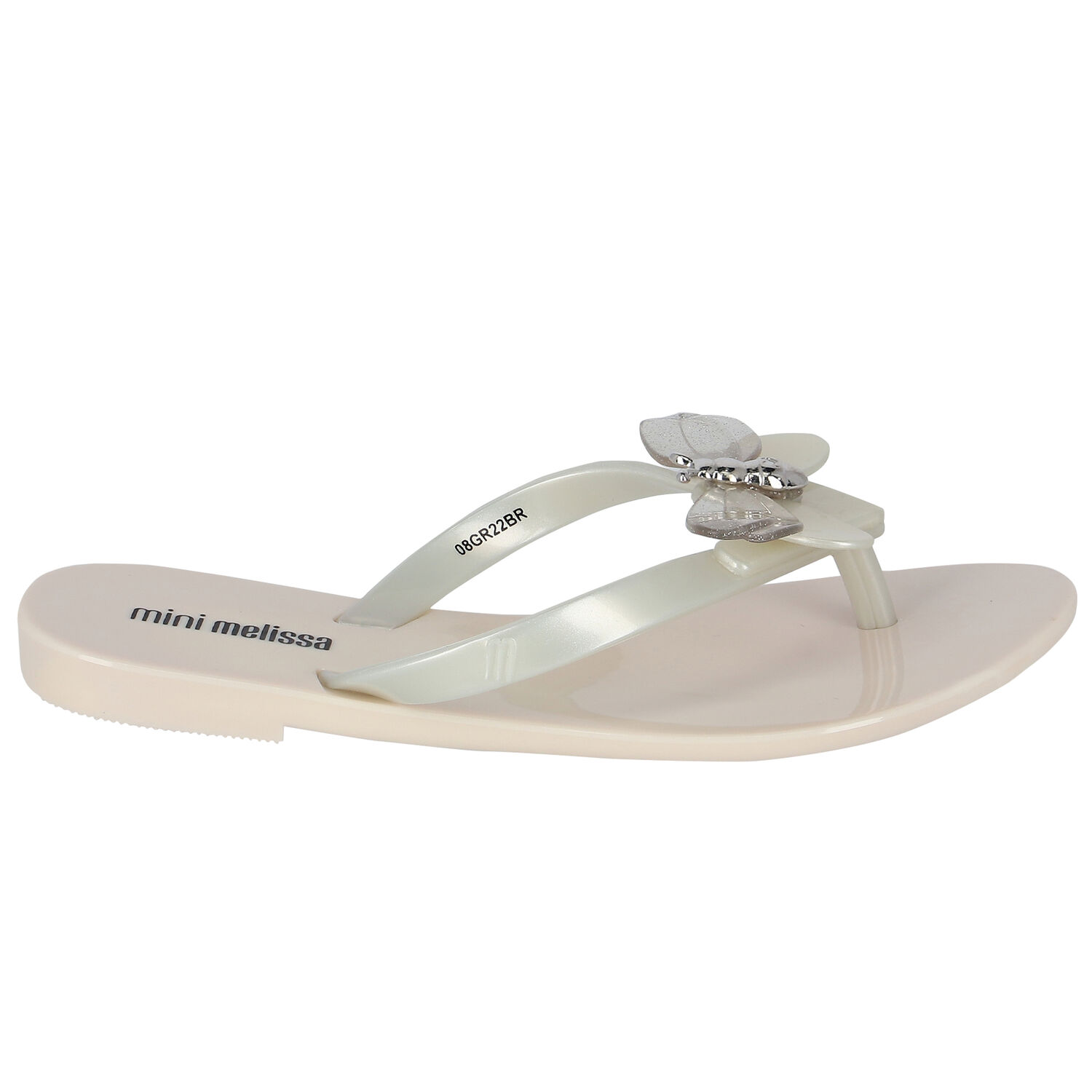 Girls Ivory & Beige Bugs Flip Flops, 1, hi-res image number null