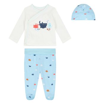 Baby Boys Ivory & Blue Gift Set