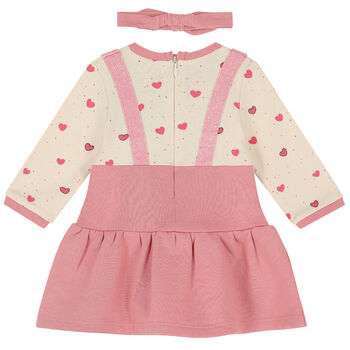 Baby Girls Pink & Ivory Bow Dress Set