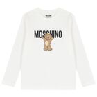 White Teddy Bear Logo Long Sleeve Top, 1, hi-res