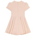 Girls Pink Diamante Logo Pleated Dress, 1, hi-res