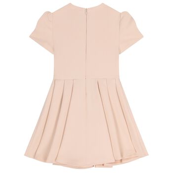 Girls Pink Diamante Logo Pleated Dress
