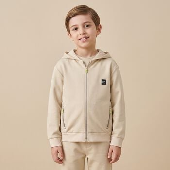 Boys Beige Zip Up Top