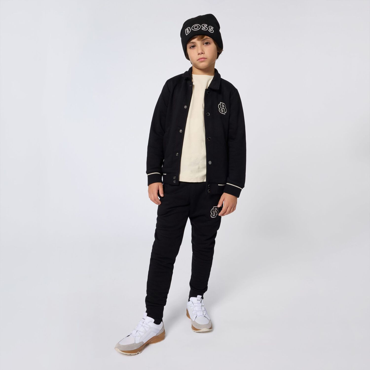 Boys Black Logo Jacket, 1, hi-res