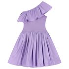 Girls Purple Asymmetric Dress, 4, hi-res
