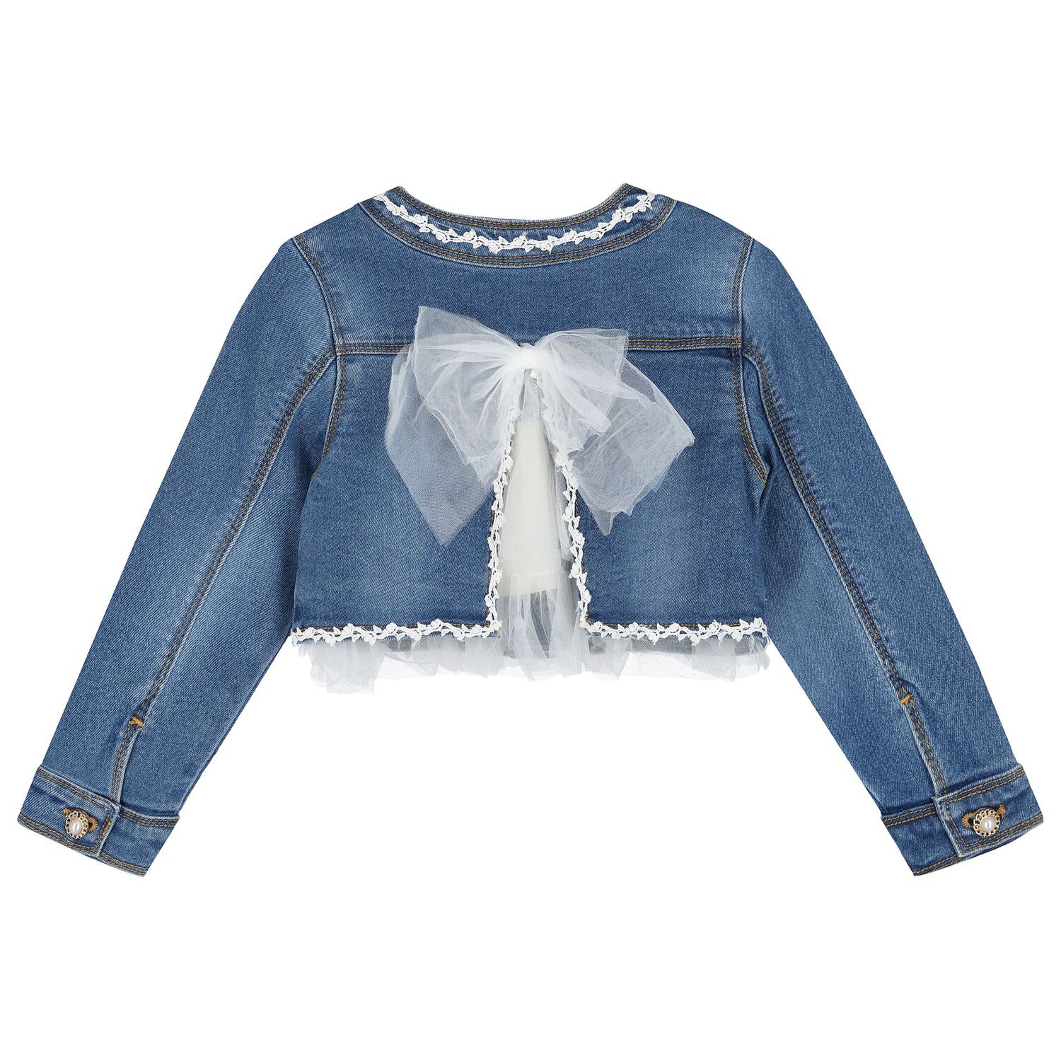 Girls Blue Denim Jacket, 1, hi-res