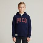 Boys Navy Logo Zip Up Top, 1, hi-res