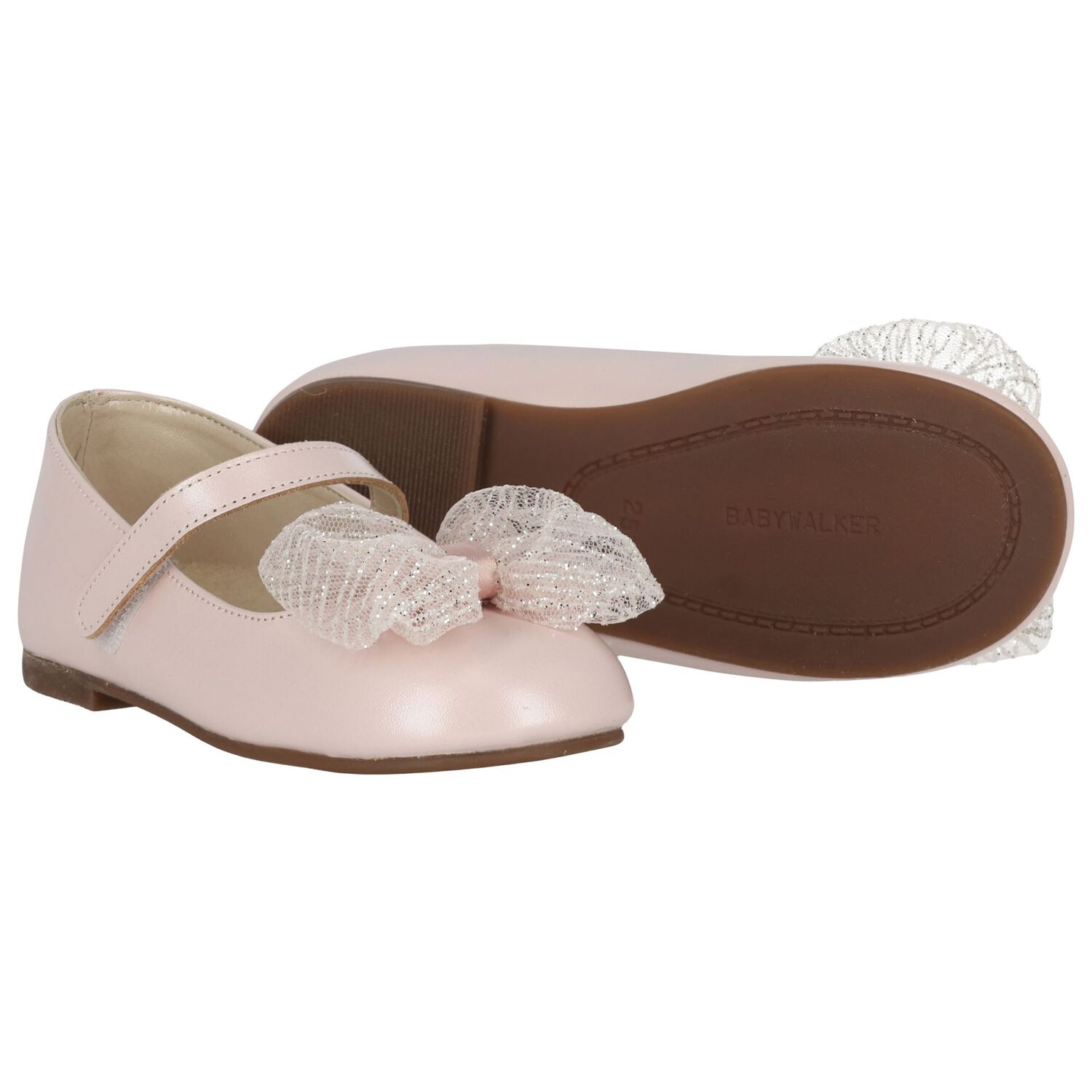 حذاء من الجلد مزين بفيونكة باللون الوردي للبنات , 2, hi-res