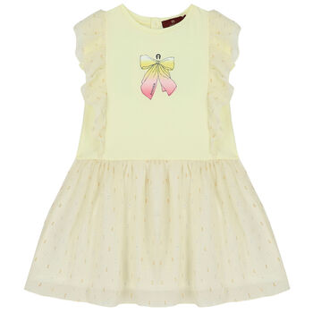 Aigner Girls Yellow Bow Logo Dress, 1 Girls Yellow Bow Logo Dress