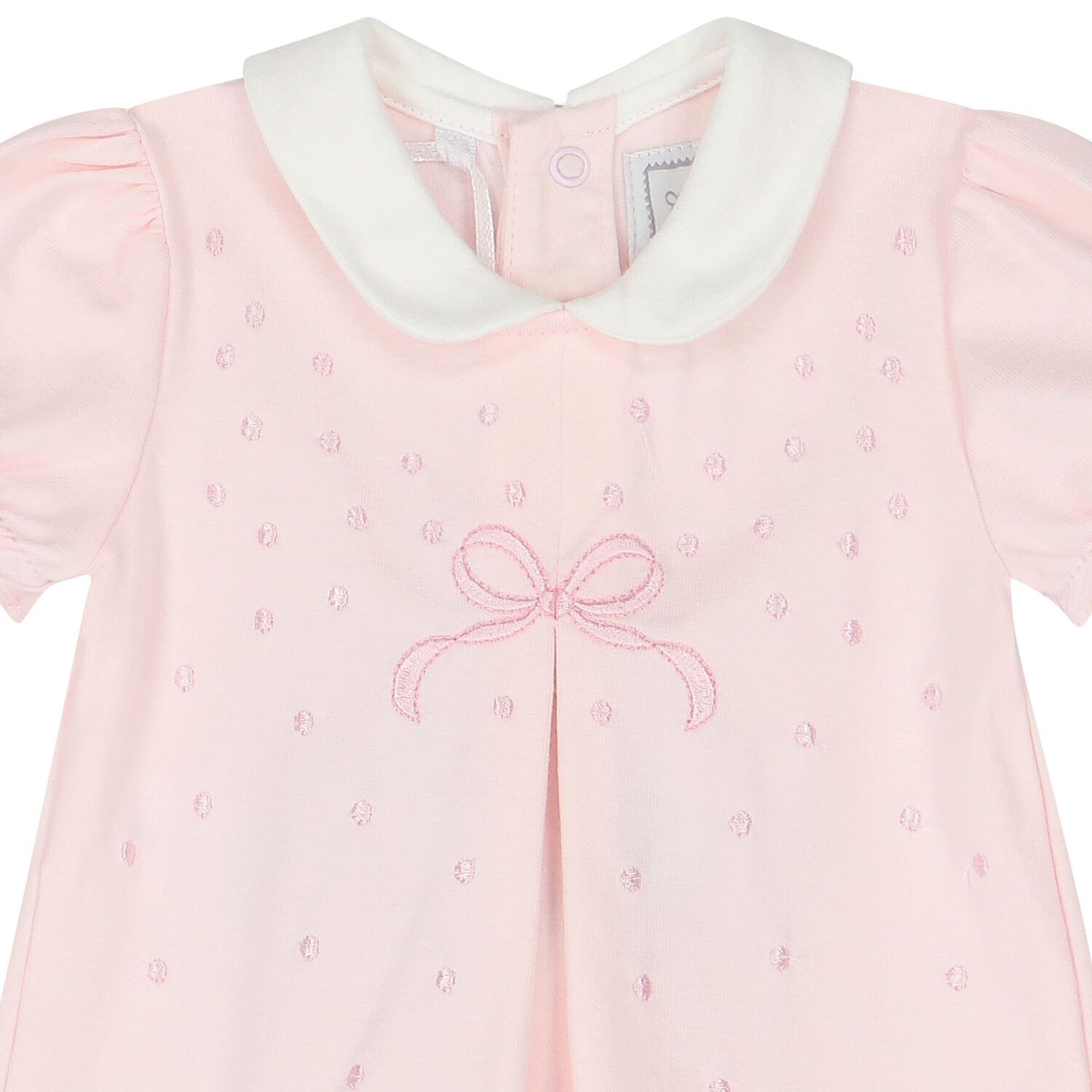 Baby Girls Pink Embroidered Romper, 1, hi-res