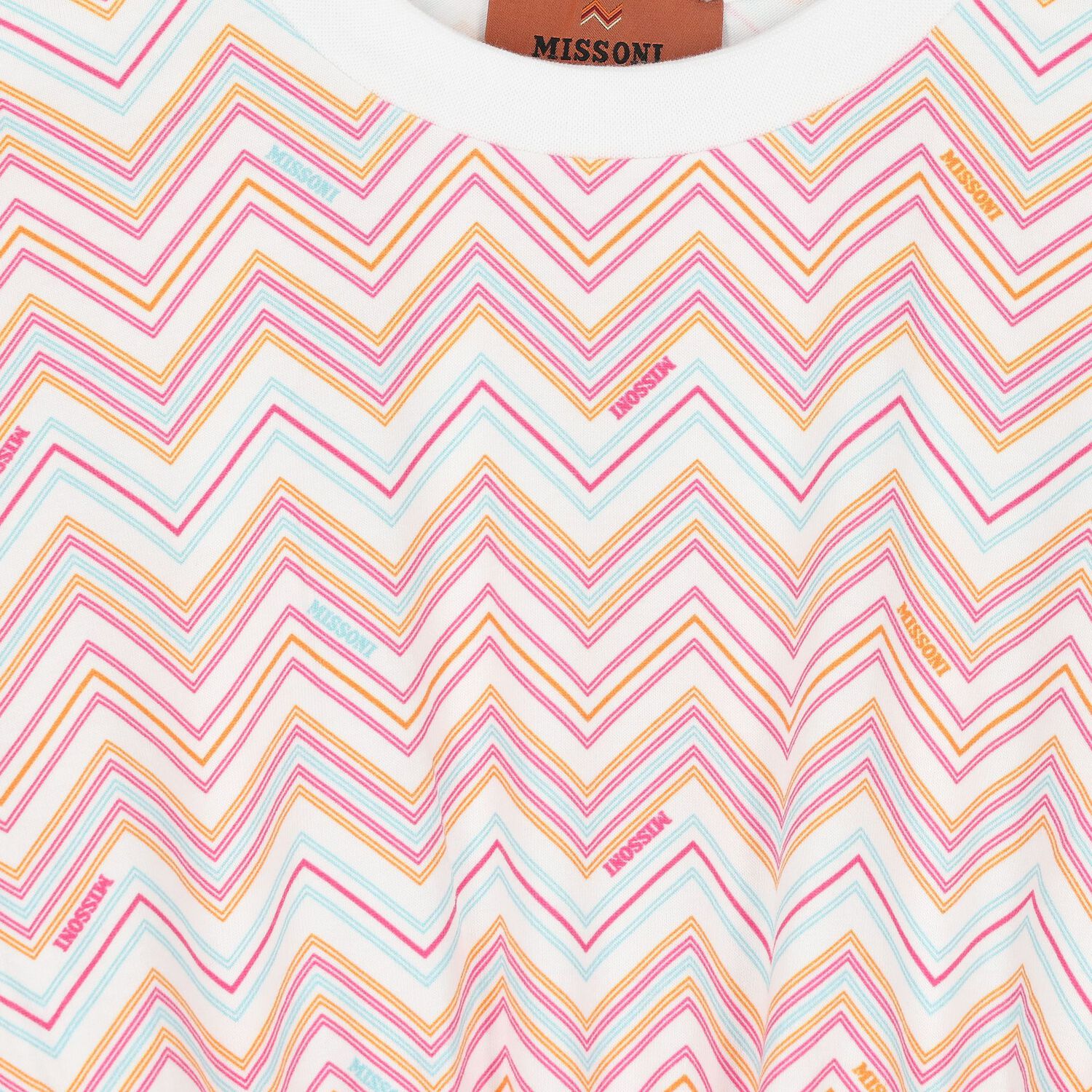 Girls White & Pink Zig zag Dress, 1, hi-res