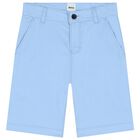 Boys Pale Blue Chino Shorts, 2, hi-res