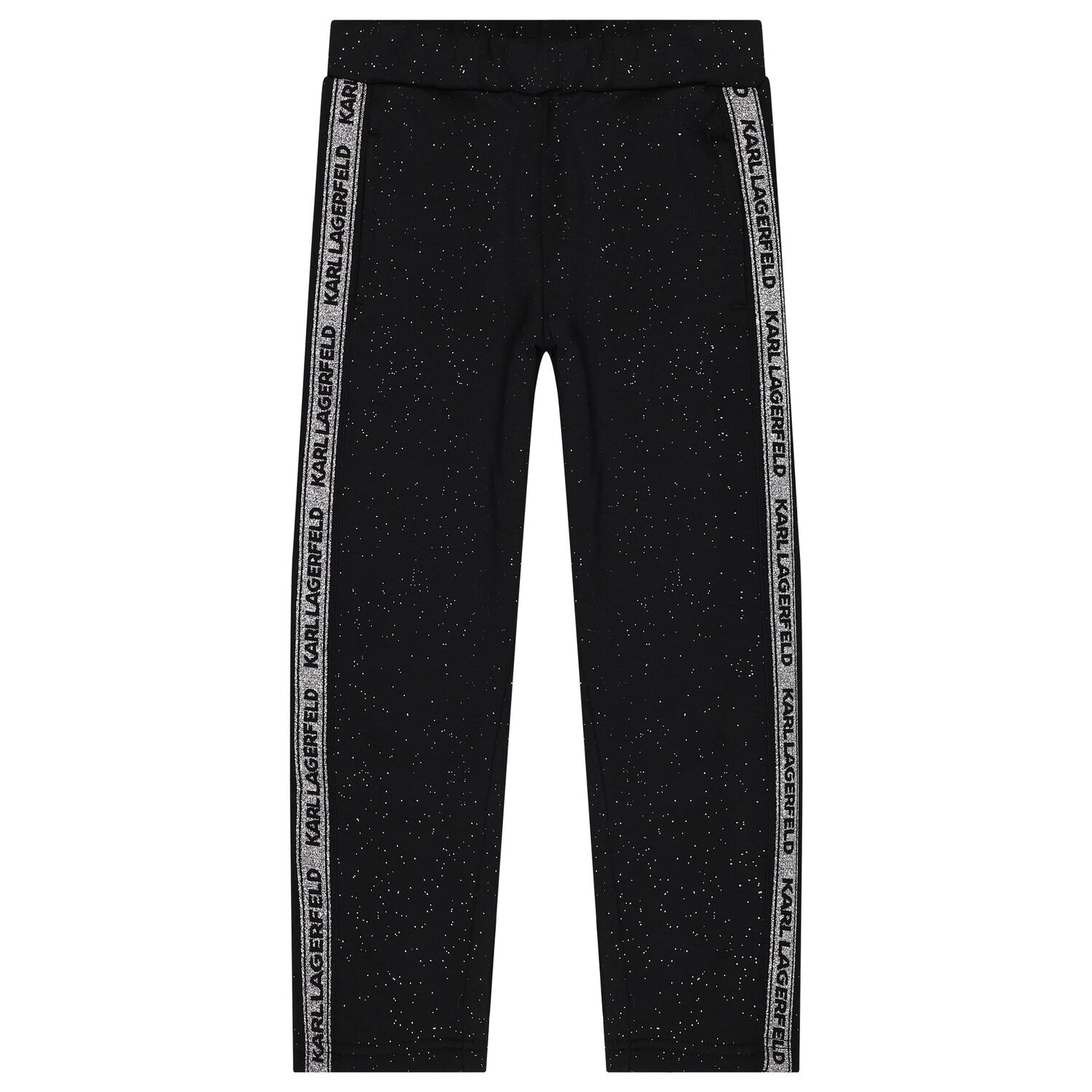 Girls Black Glittery Joggers, 1, hi-res