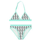 Girls White & Green Logo Bikini, 1, hi-res