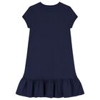 Girls Navy Blue Polo Bear Dress, 1, hi-res