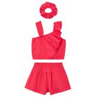 طقم شورت باللون الأحمر للبنات, 2, hi-res