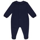 Navy Blue Teddy Bear Logo Babygrow, 2, hi-res