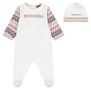 Baby Girls White Logo Babygrow Gift Set