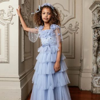 Girls Blue Embellished Tutu Dress