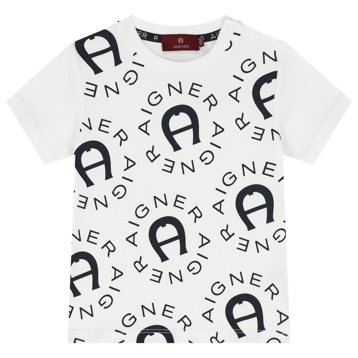 Younger Boys White & Navy Blue Logo T-Shirt, 1, hi-res image number null