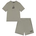 Boys Green Logo Shorts Set, 4, hi-res