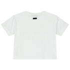 تيشيرت بنات بالشعار باللون الابيض, 1, hi-res