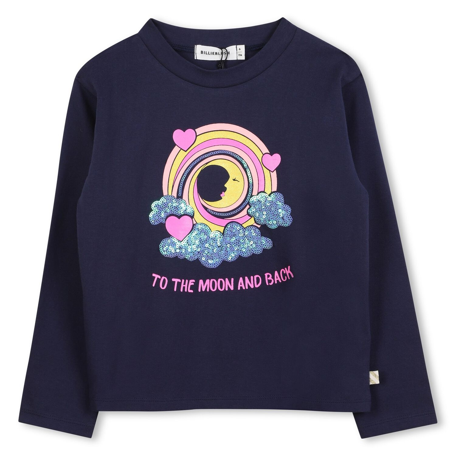 Girls Navy Blue Long Sleeve Top, 1, hi-res