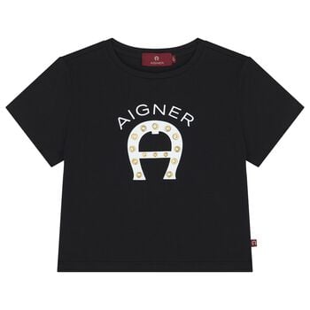 Girls Black & White Logo T-Shirt