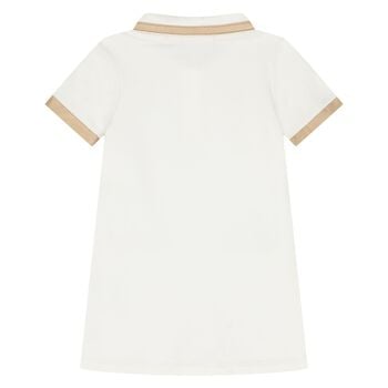 Younger Girls Ivory Logo Dress