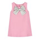 Baby Girls Pink & Silver Bow Sleeveless, 1, hi-res