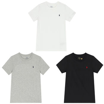 Boys Black, Grey & White Logo T-Shirts ( 3-Pack )