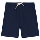 Boys Navy Cotton Shorts, 2, hi-res