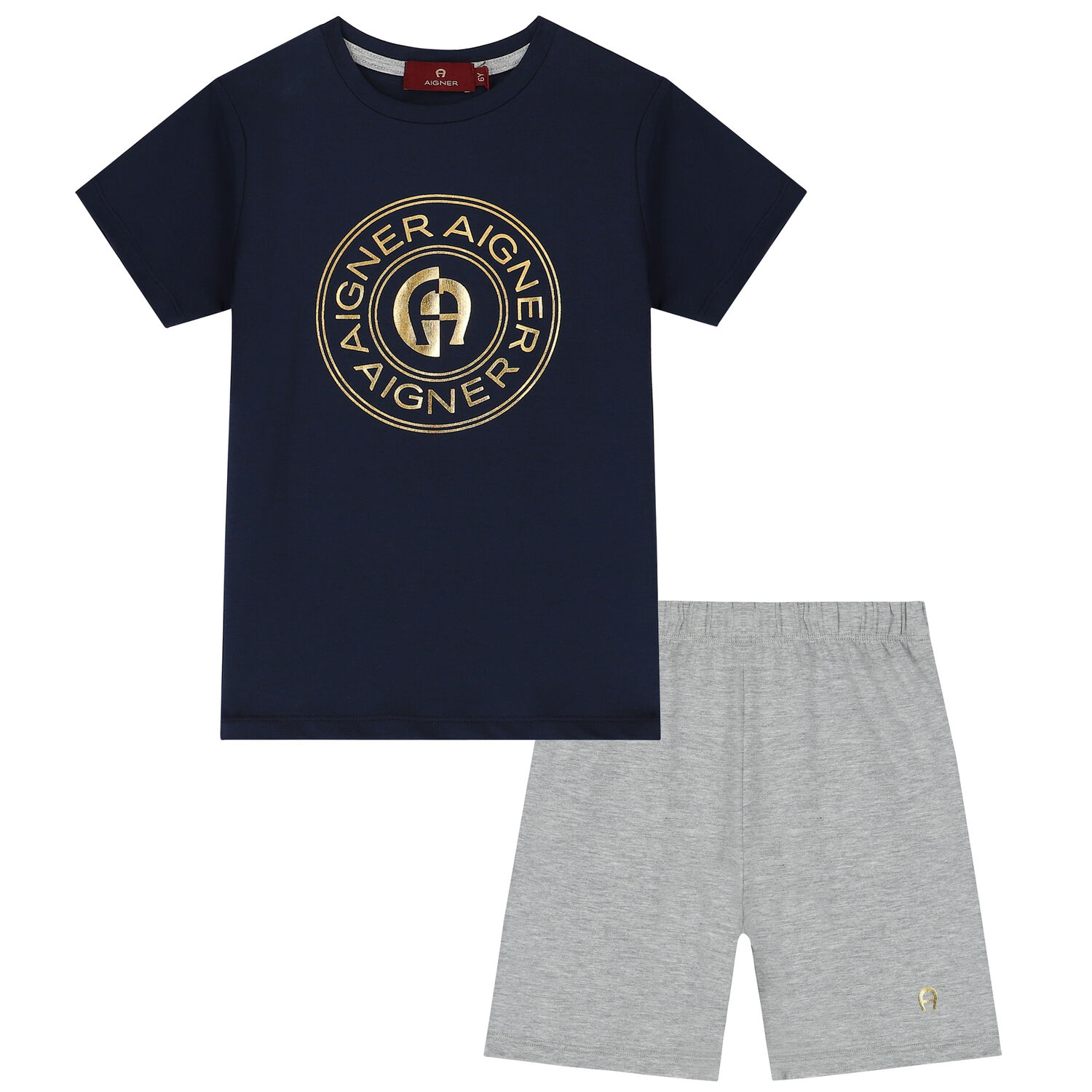 Boys Navy & Grey Logo Pyjamas, 2, hi-res image number null
