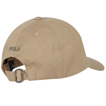 Boys Beige Polo Bear Cap