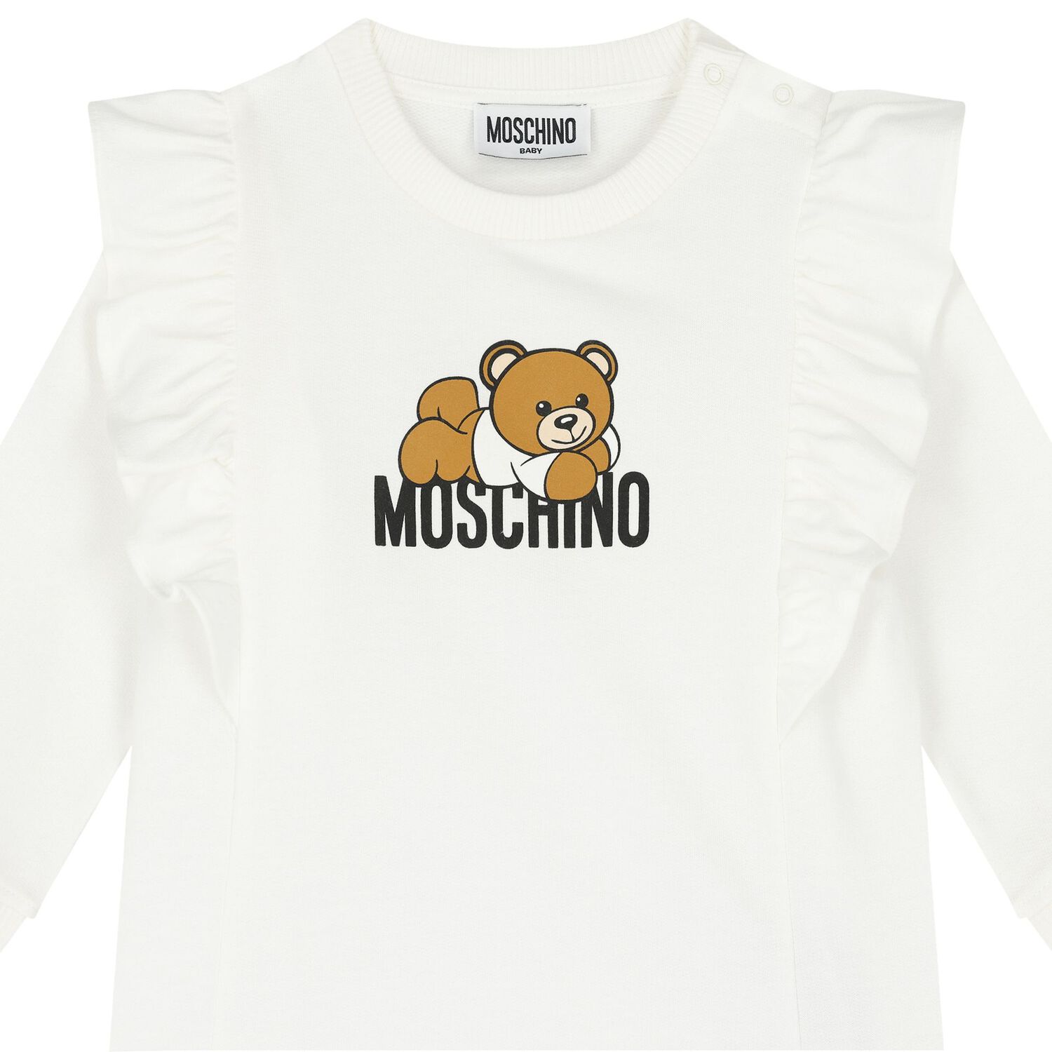 Younger Girls Ivory Teddy Bear Logo Dress, 1, hi-res image number null