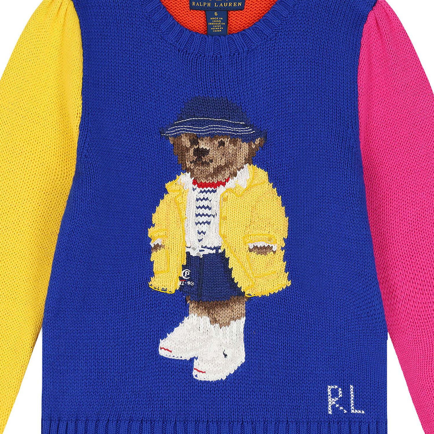Girls Blue Polo Bear Knitted Top, 1, hi-res image number null