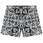 Boys Black & White Majolica Swim Shorts, 1, hi-res
