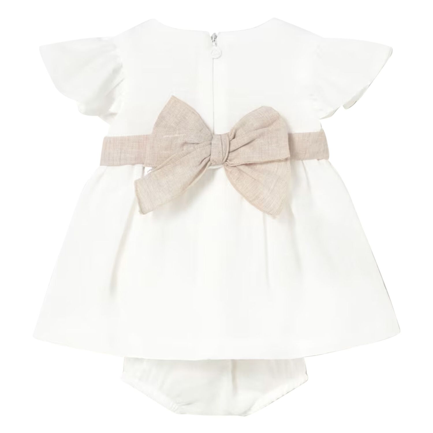 Baby Girls Ivory & Beige Flower Dress Set, 2, hi-res