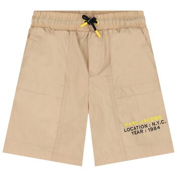 Boys Beige Logo Shorts