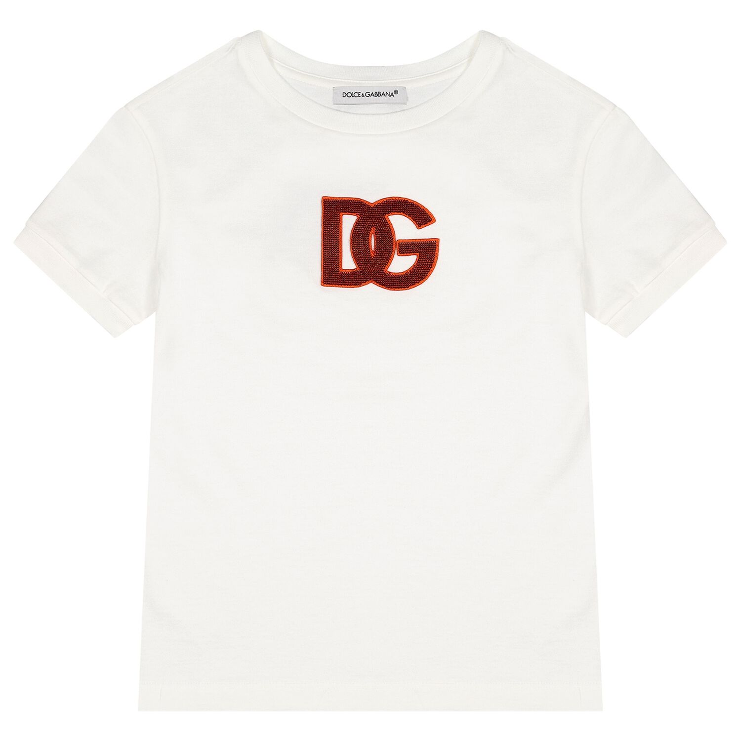 Girls White & Orange Sequin Logo T-Shirt, 1, hi-res