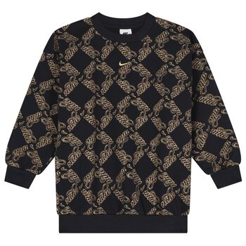 سويت شيرت بالشعارباللون الأسود والذهبي للبنات