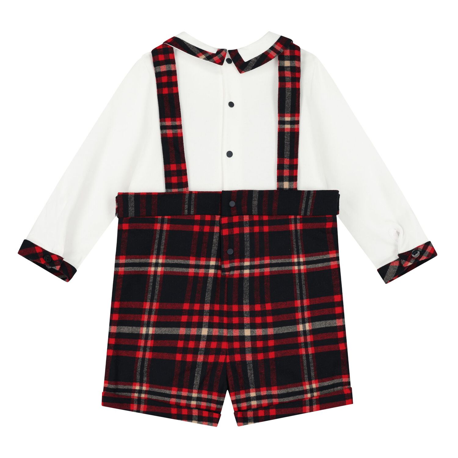 Baby Boys White & Red Tartan Romper, 1, hi-res