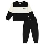 Boys Black & Ivory Logo Tracksuit, 1, hi-res