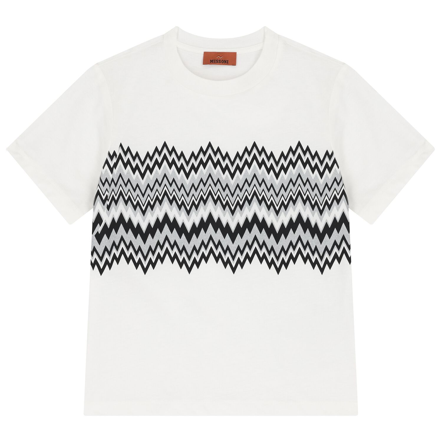 Girls White ZigZag T-Shirt, 1, hi-res