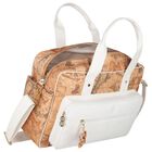 Beige & White Geo Map Baby Changing Bag, 3, hi-res