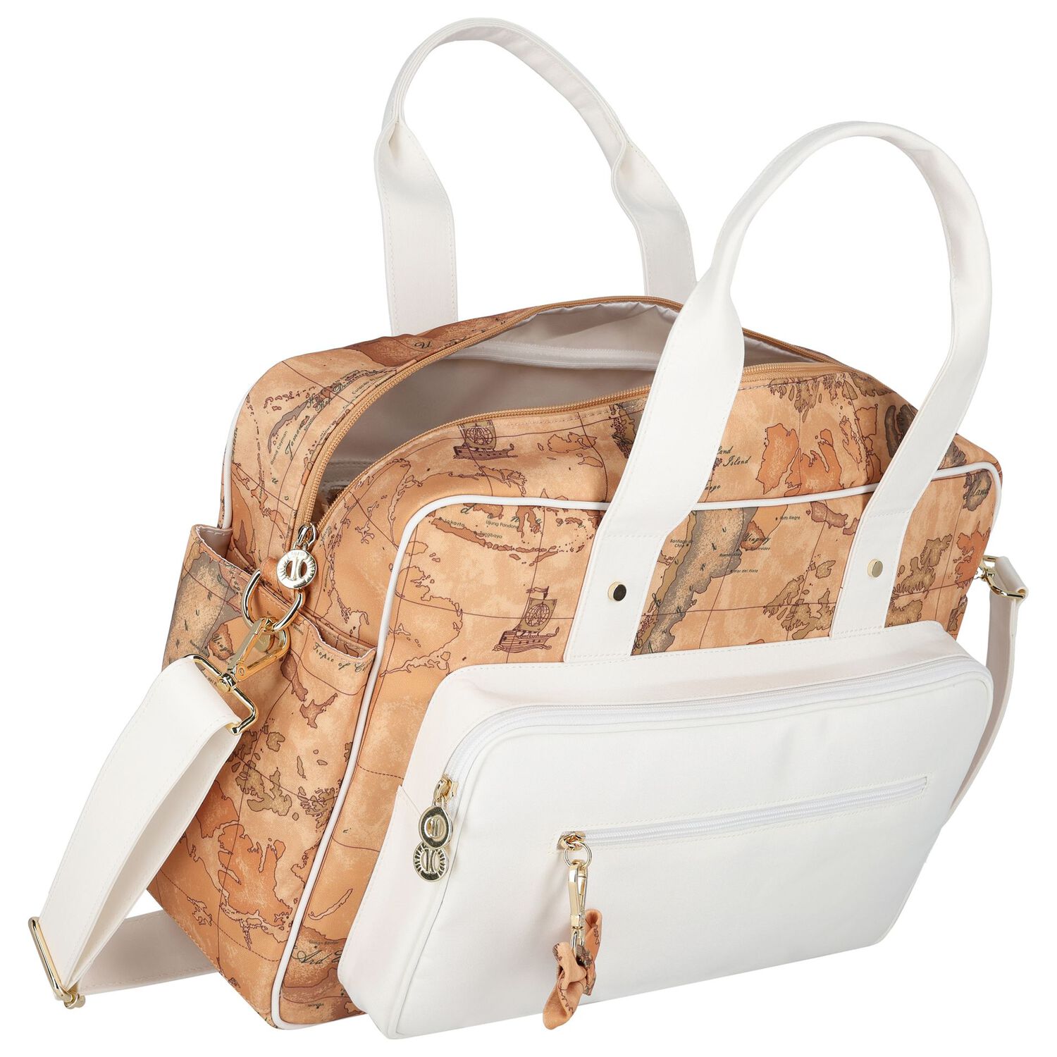 Beige & White Geo Map Baby Changing Bag, 3, hi-res image number null