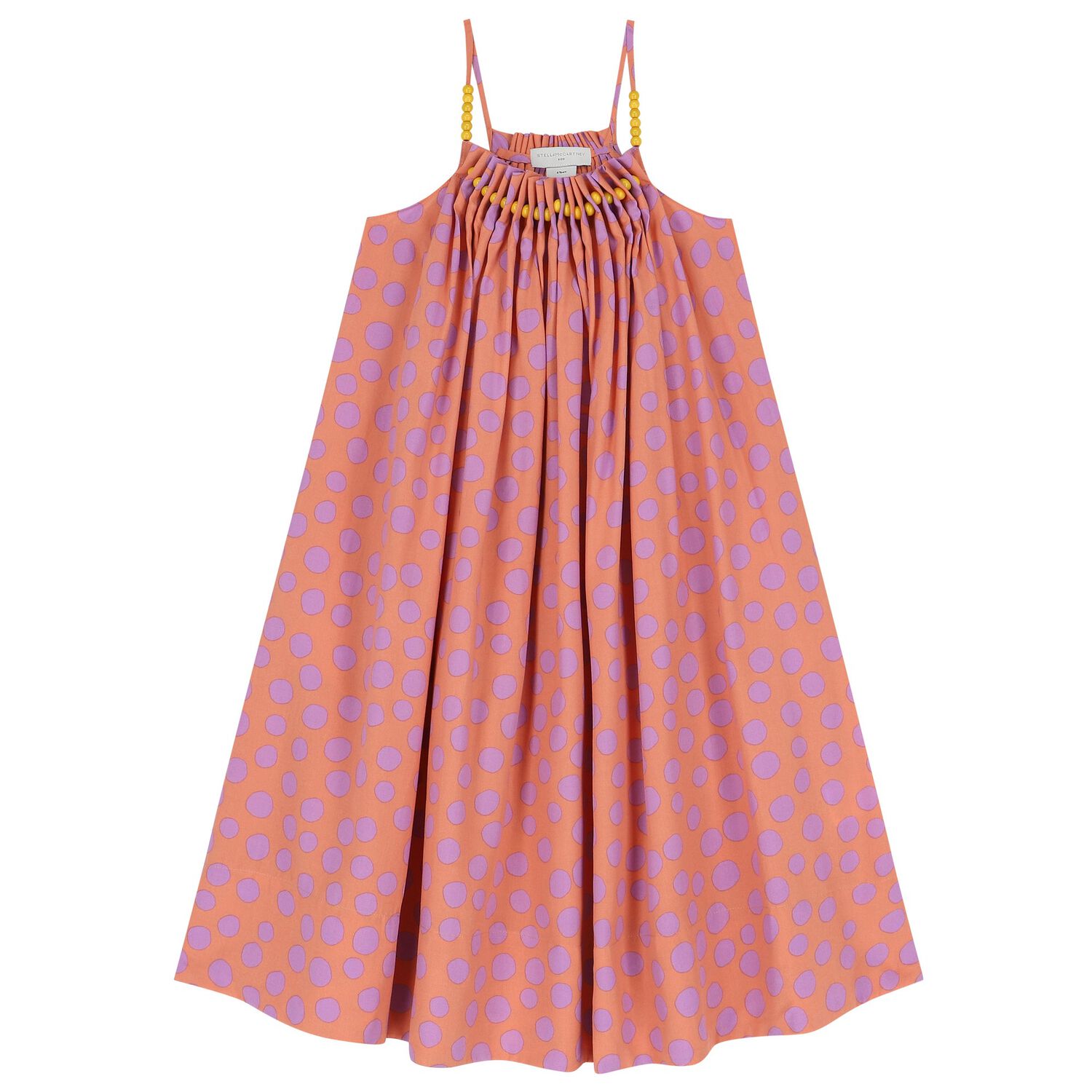 Girls Orange Dots Dress, 1, hi-res image number null