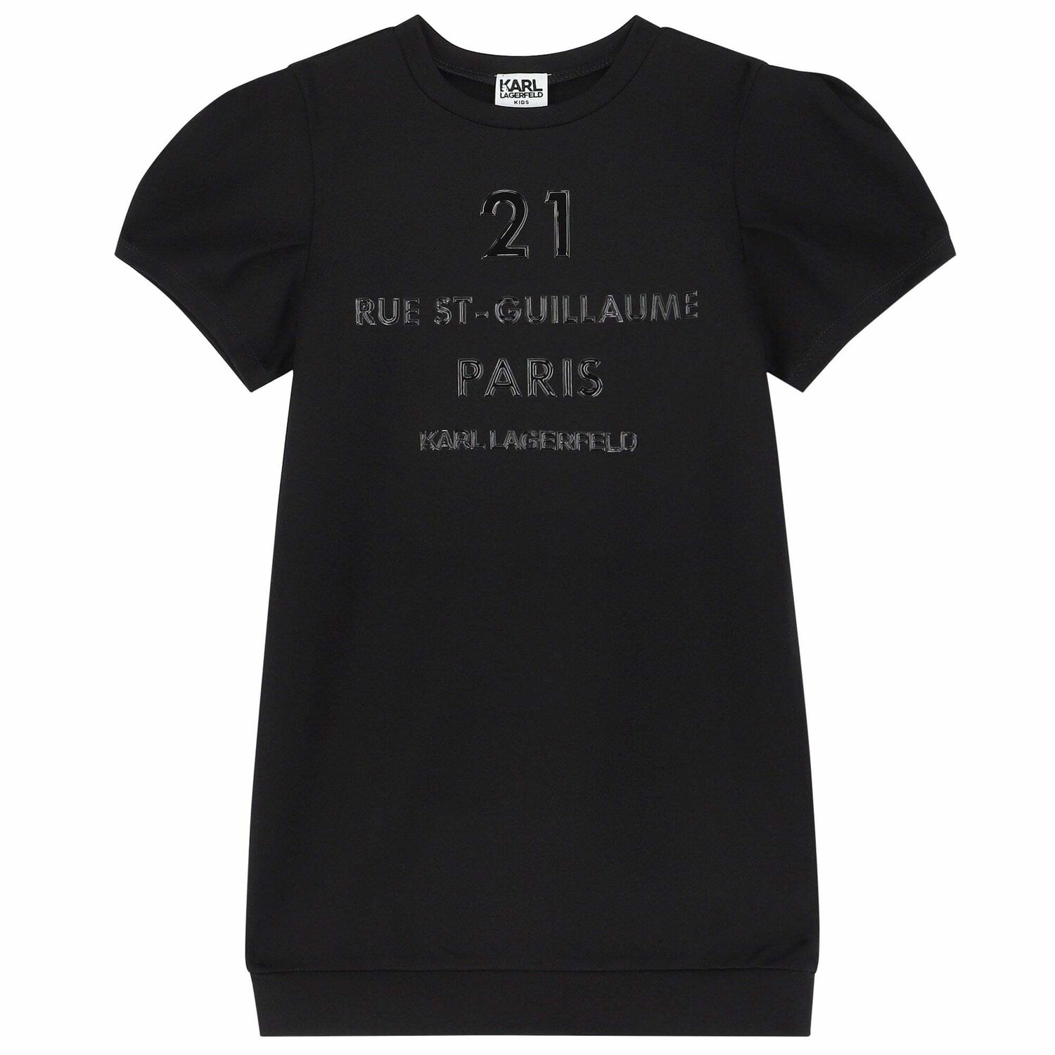 فستان بالشعار باللون الاسود للبنات, 1, hi-res image number null